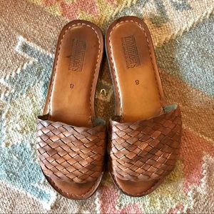 Mohinders Woven Leather Slides Slip On Sandals